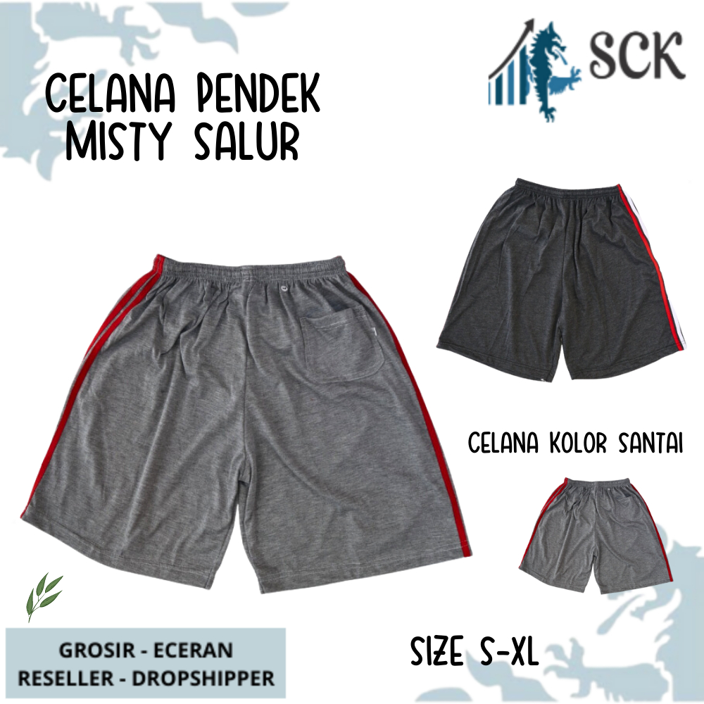 Celana Kolor Santai MISTY Motif SAMPING GARIS SALUR / Celana Santai Kombinasi Salur - sckmenwear GROSIR