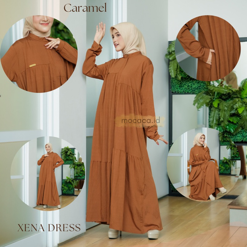 xena dress gamis mocaca softlinen full kancing hidup bisa jadi outer juga bahan adem cantik bisa gosend bandung