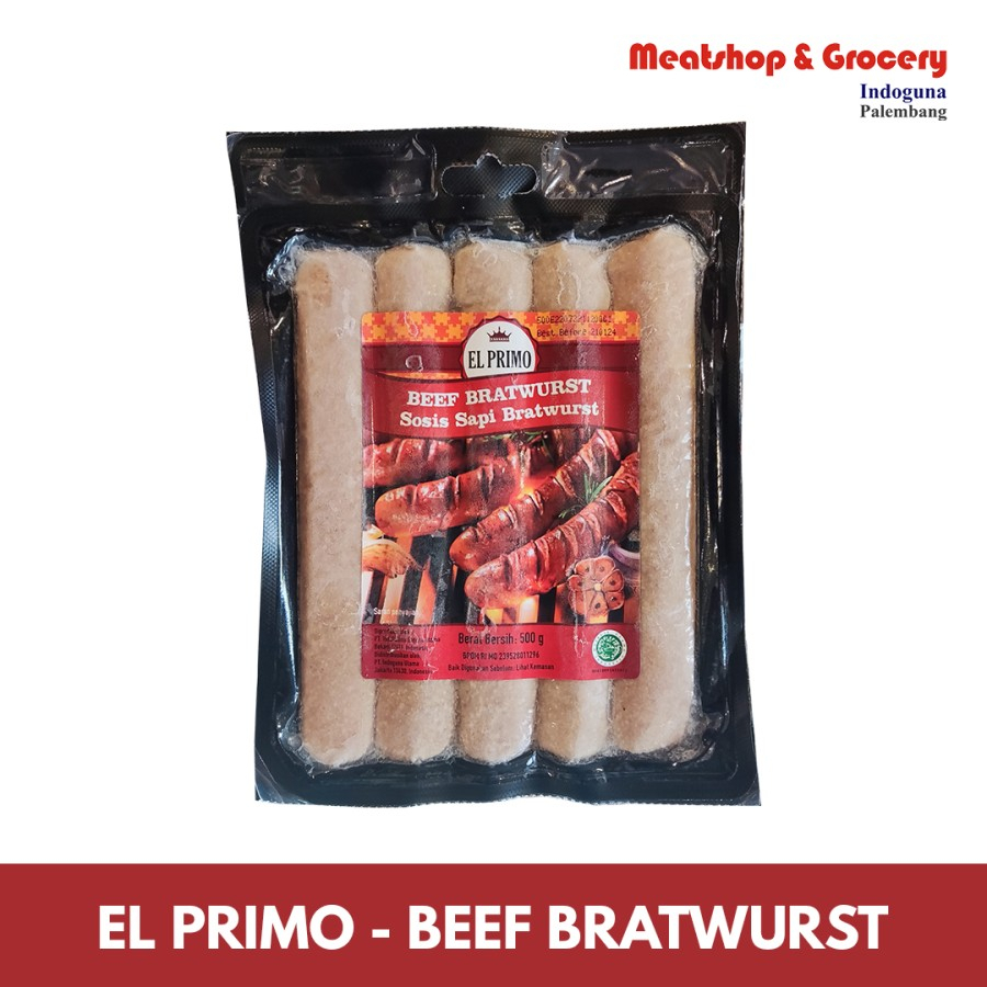 

Sosis El Primo Beef Bratwurst 500gr | Sosis Sapi | Meatshop Indoguna Palembang