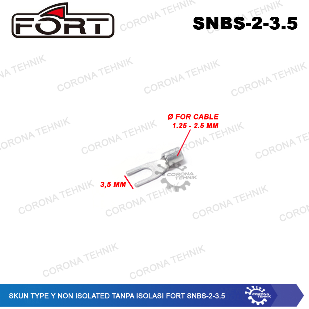 For Cable 1.25 - 2.5 mm Skun Type Y Non Isolated Tanpa Isolasi FORT SNBS-2-3.5