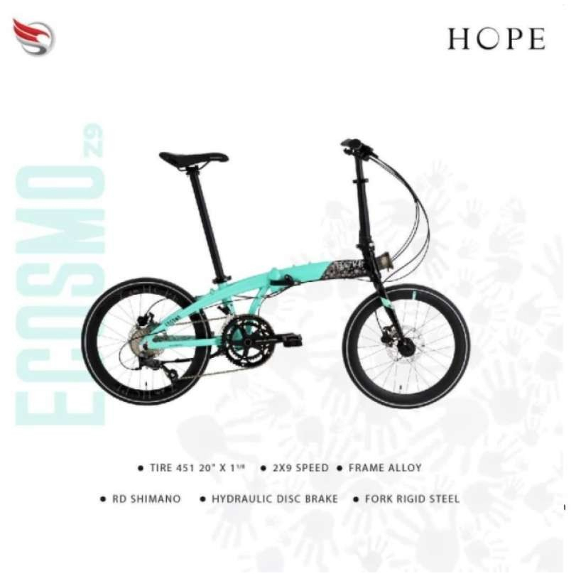 20 inch Element Fold Ecosmo Z9 Hope sepeda lipat bike folding bike folding remaja - gowes laju
