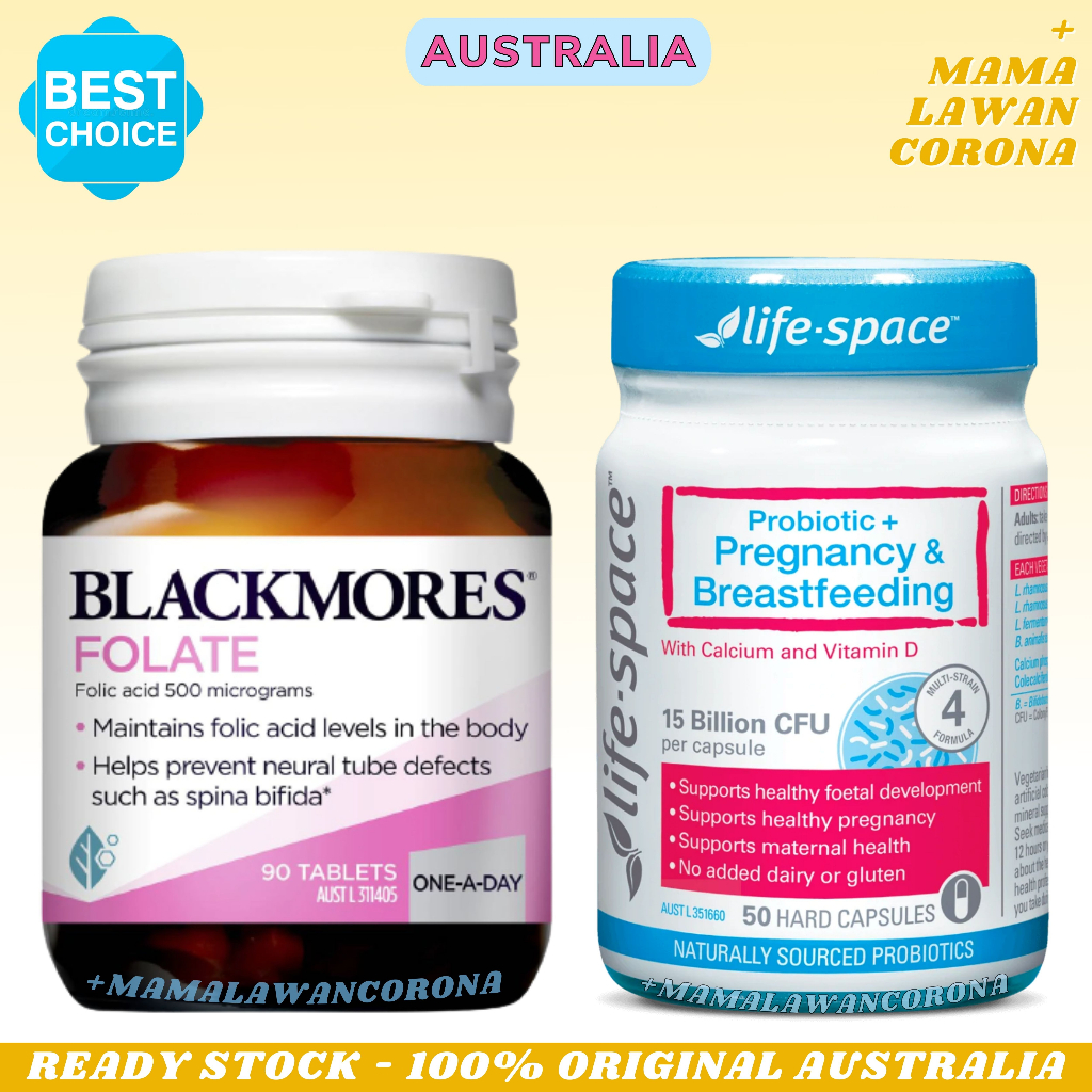 BLACKMORES Folate 500mg Folic Acid Vitamin 90 I-Folic Preconception Asam Folat Promil / Pregnancy AUSTRALIA Breast feeding Gold 180 Kapsul Advanced Advance Caps / Life Space LifeSpace