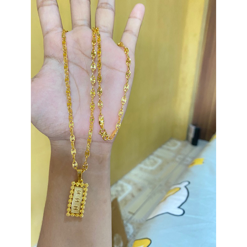 Kalung 3 Suku pecah kopi cenul 60 cm / Lapis emas 24k