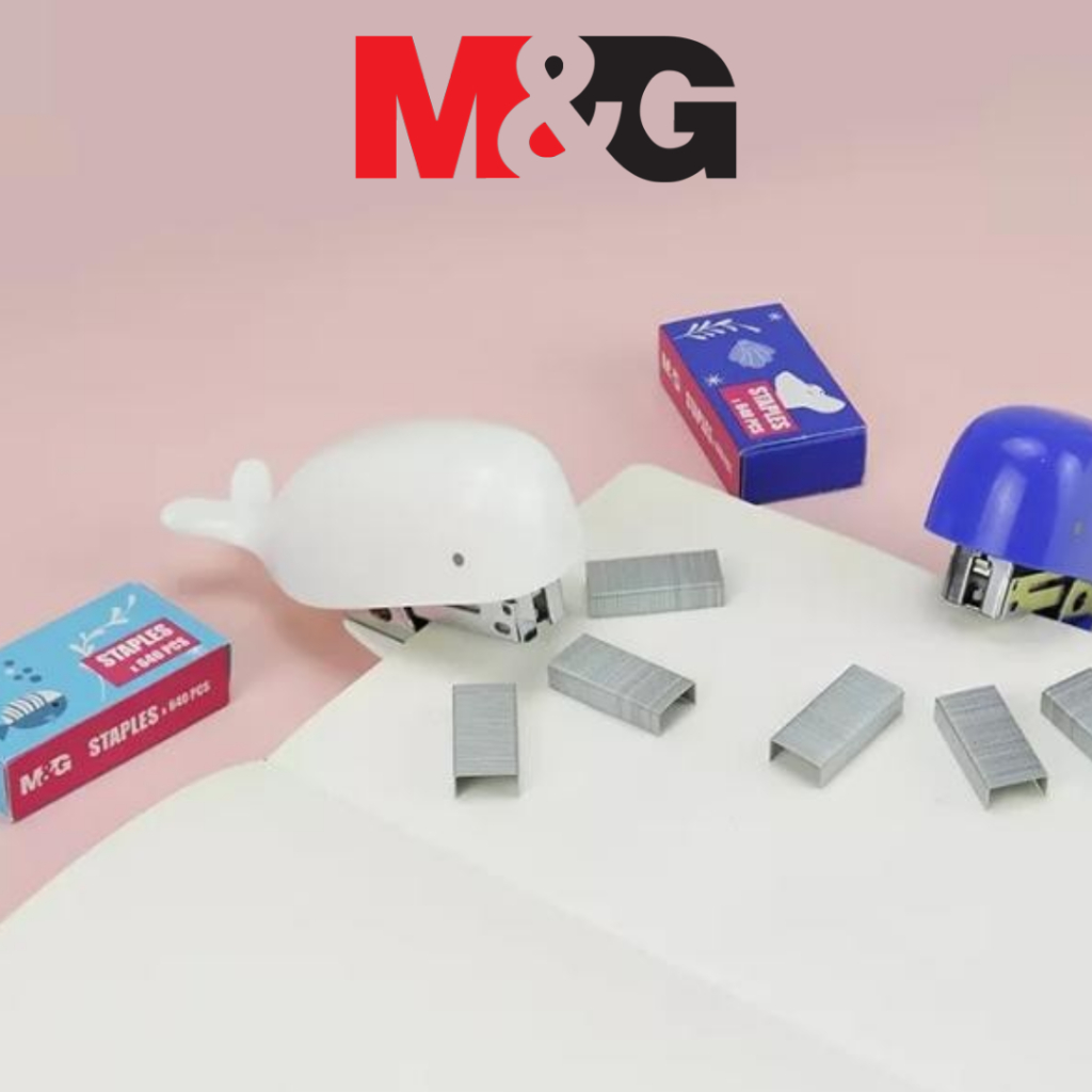 M&amp;G Stapler Mini Lucu Bentuk Paus Whale 24/6 Mini Paus Staples Fancy