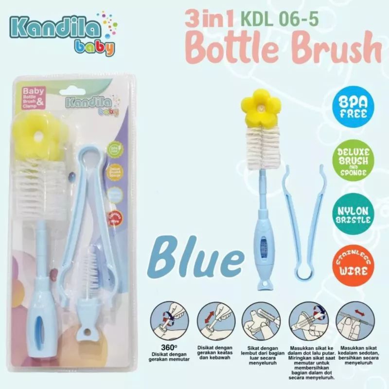 KANDILA Baby 3in1 Bottle Brush Sikat Botol Susu - KDL 06-5