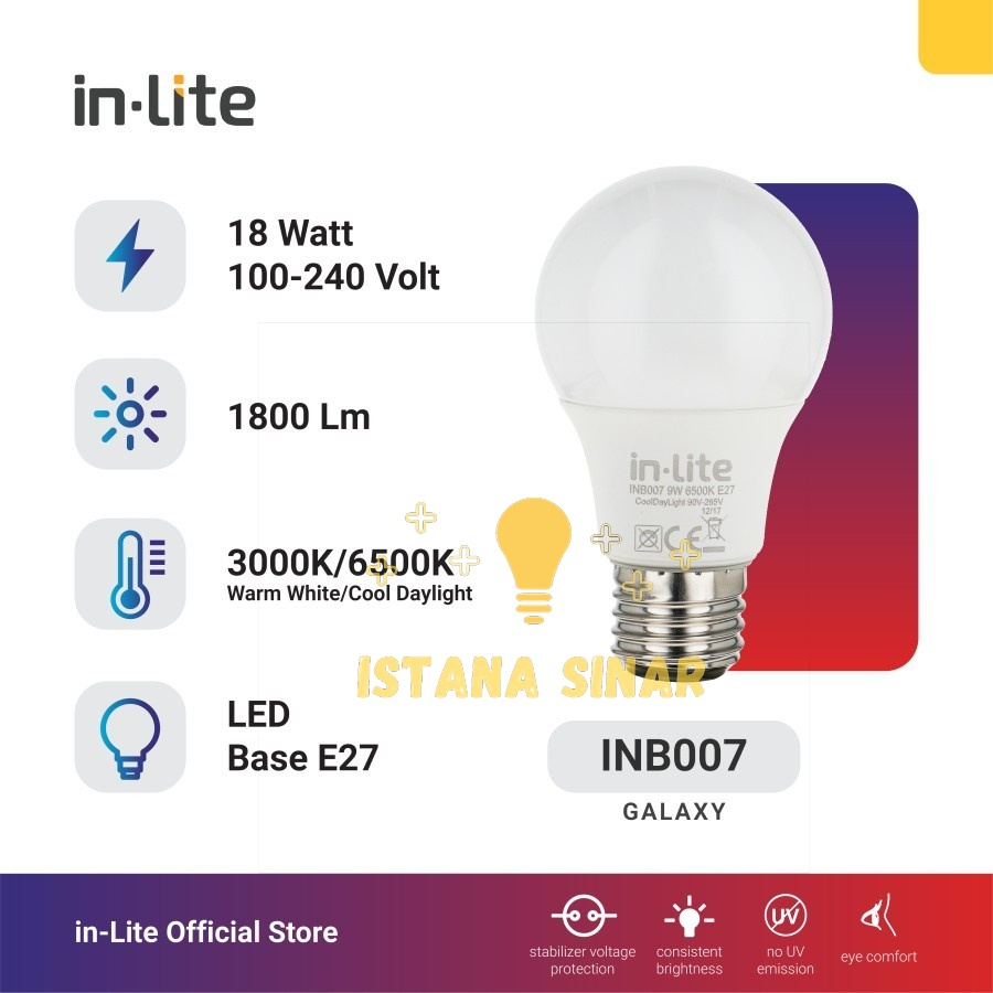 LAMPU LED INLITE IN-LITE 3w 5w 7w 9w 12w 15w 18w 25w 30w / WATT / WT