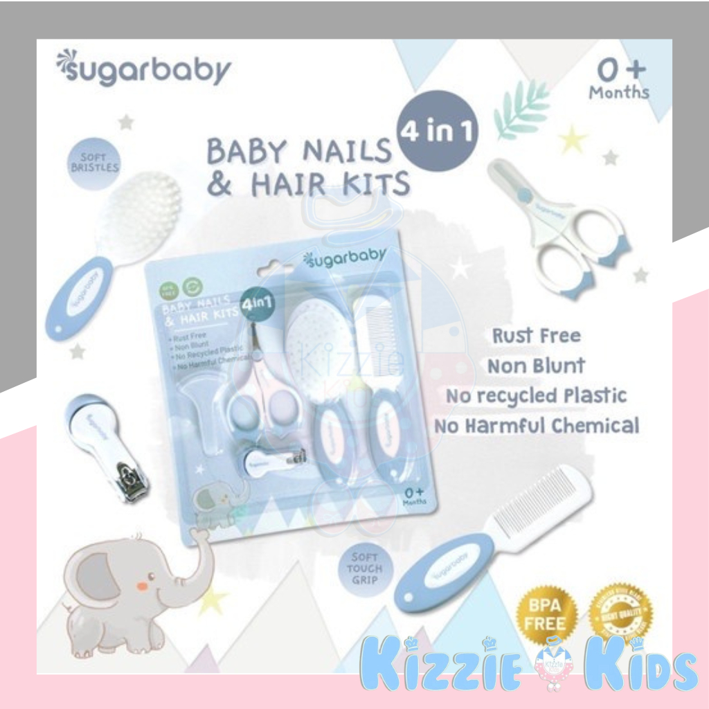 Sugar Baby 4 in 1 Baby Nails &amp; Hair Kits / Sisir&amp;Gunting kuku Set/Grooming Set/Sisir Bayi/Gunting Kuku Bayi