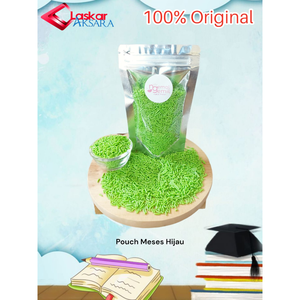 

Pouch Meses Hijau Butiran Coklat Sprinkle Topping Donut Kue Bolu / Premium