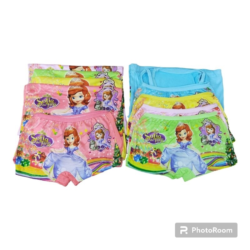STELAN ANAK CEWE   6 SET (SINGLET+BOXER) GROSIR