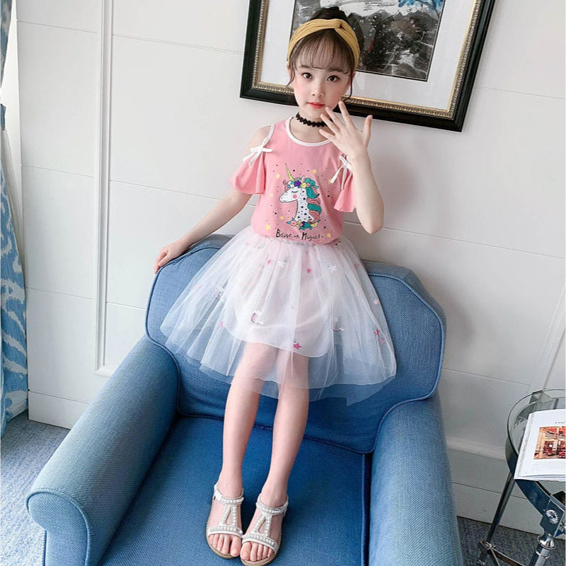 Setelan Rok Tutu Anak Perempuan Unicorn Magic Pink White