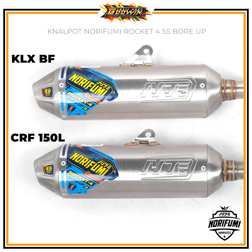 Knalpot NORIFUMI ROCKET 4 TITANIUM KOMPETISI BORE UP SE KLX 150 BF DT / KLX 140 BUILT UP CRF 150 L WR 155 R Stainless ORIGINAL