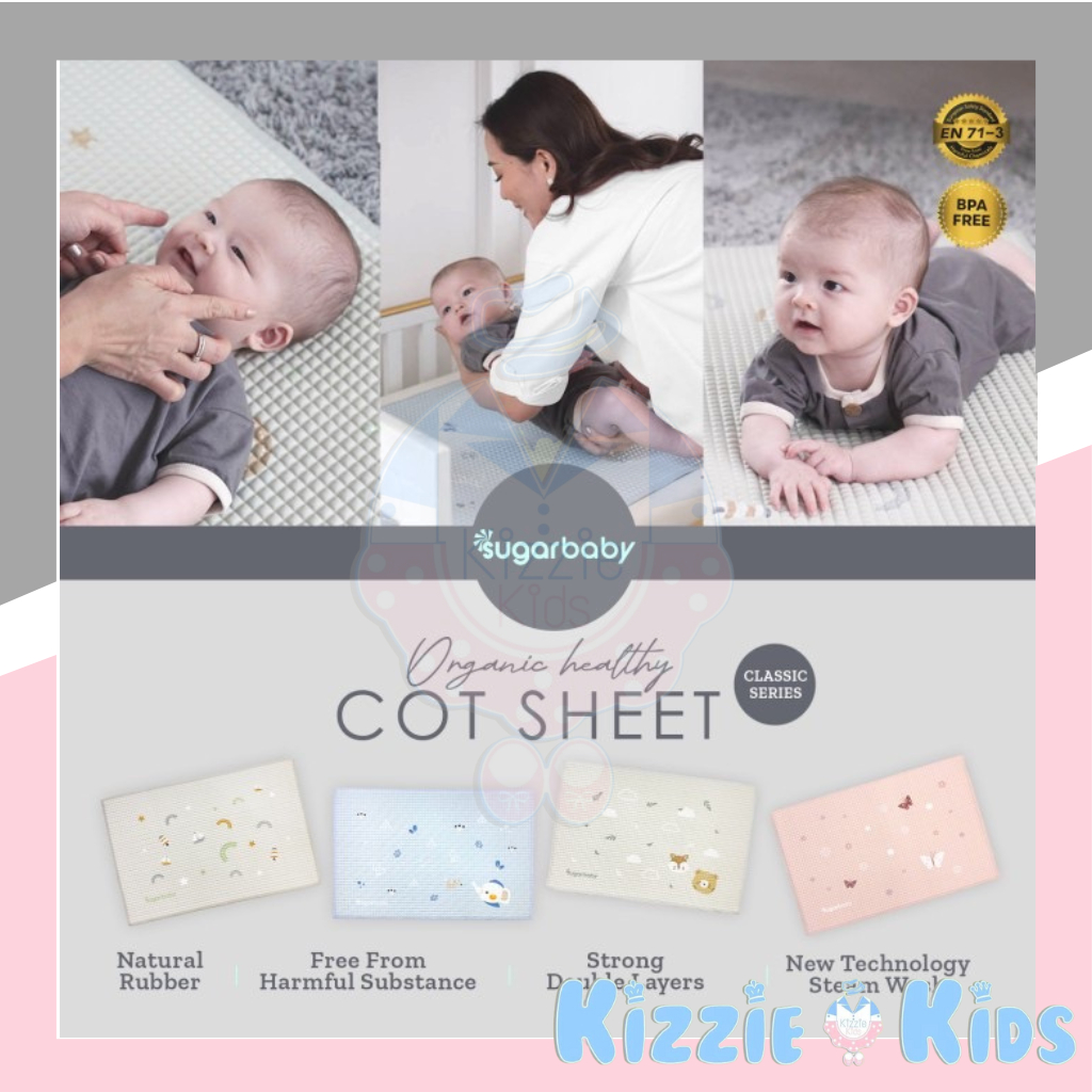 Sugar Baby Organic Healthy Cot Sheet Size 90 x 60cm / Perlak Karet /Perlak Bayi