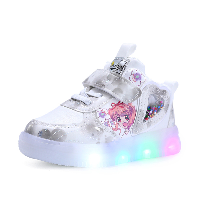 babyfit SAKURA STAR sepatu glitter sneakers lampu led anak perempuan import gs-0529
