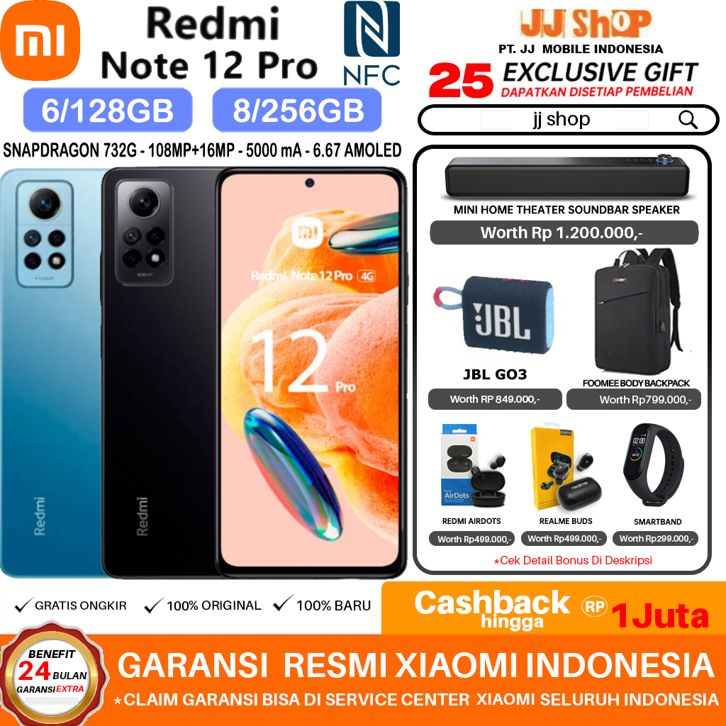 XIAOMI REDMI NOTE 12 PRO 5G &amp; 4G 8/256 GB RAM 8GB ROM 256GB &amp; 6/128 GB GARANSI RESMI