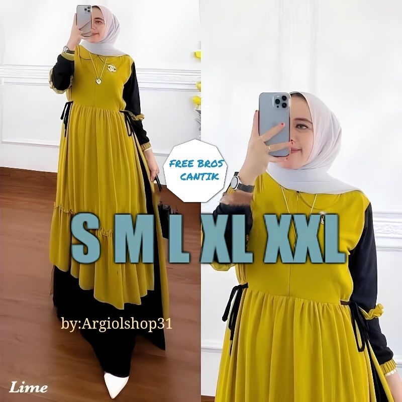 Prianka Maxy Gamis Muslim Wanita Modern Dress Maxi Gaun