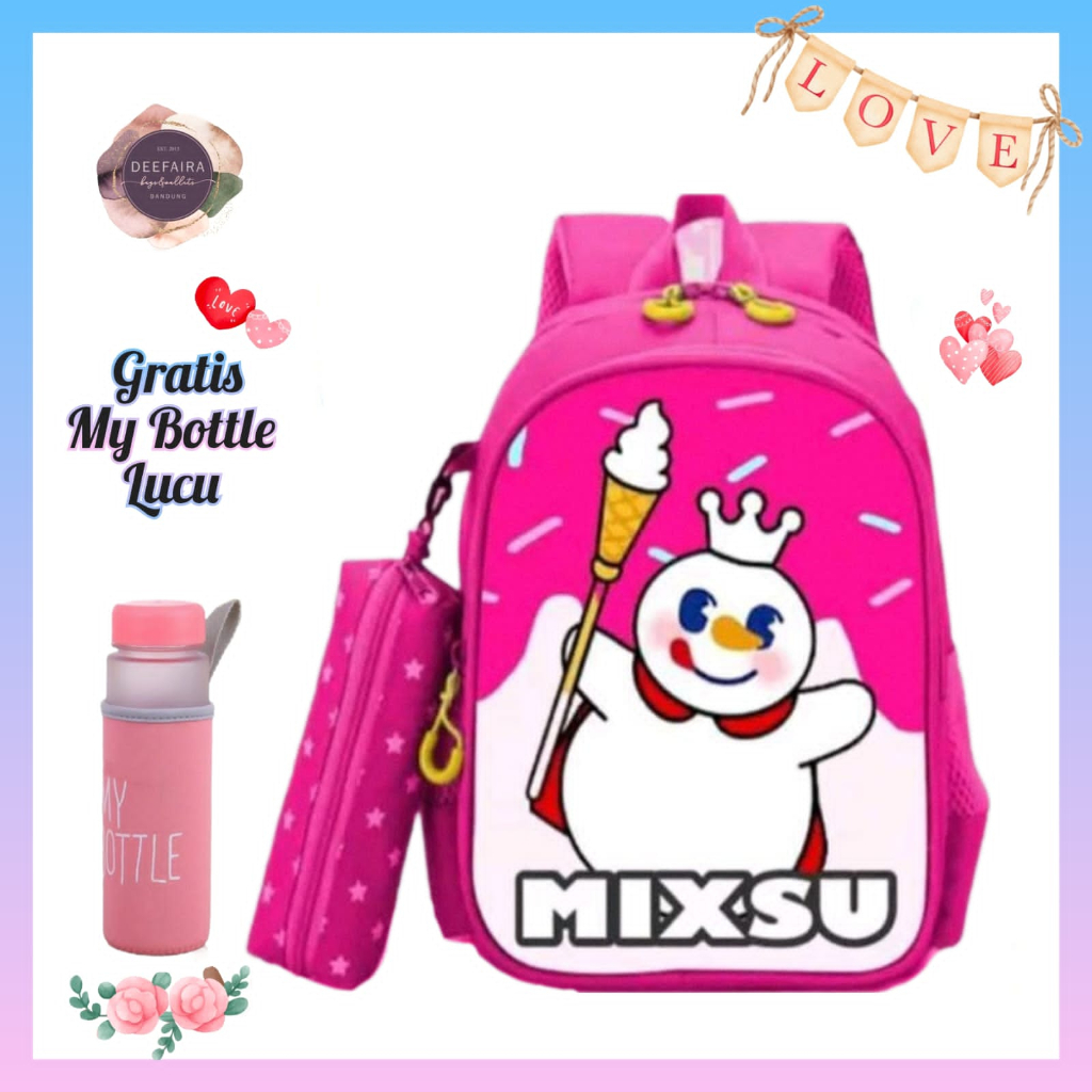 Tas Ransel Anak Perempuan Terlaris Model Sue mixx Gratis Botol Minum Untuk Tk Dan Sd