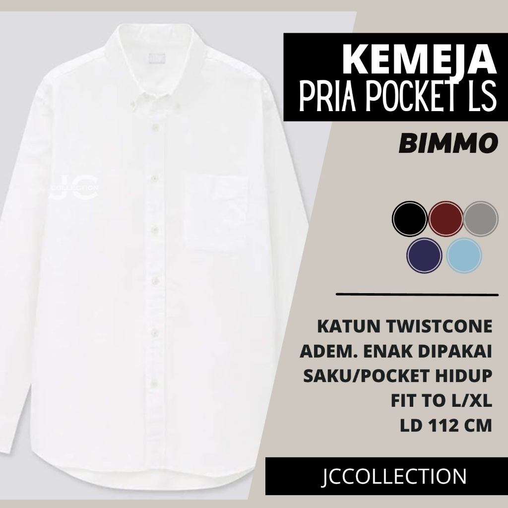 Kemeja Pria Lengan Panjang Bimmo / Kemeja Lengan Panjang V Neck Cowok JCCollections