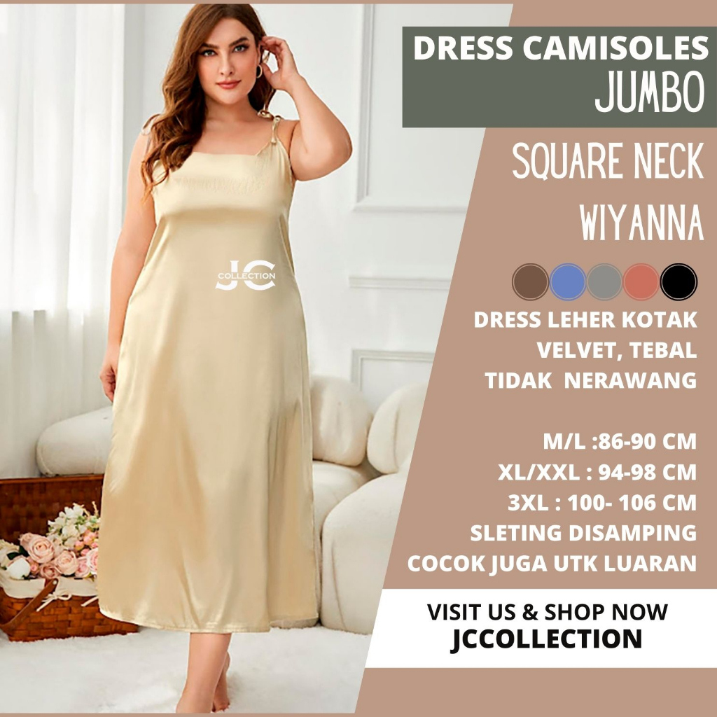 Tanktop Jumbo / Long Dress Camisoles Jumbo sexy Saten  Tali kecil Wanita Gaya Korea  Wiyanna JCCollections