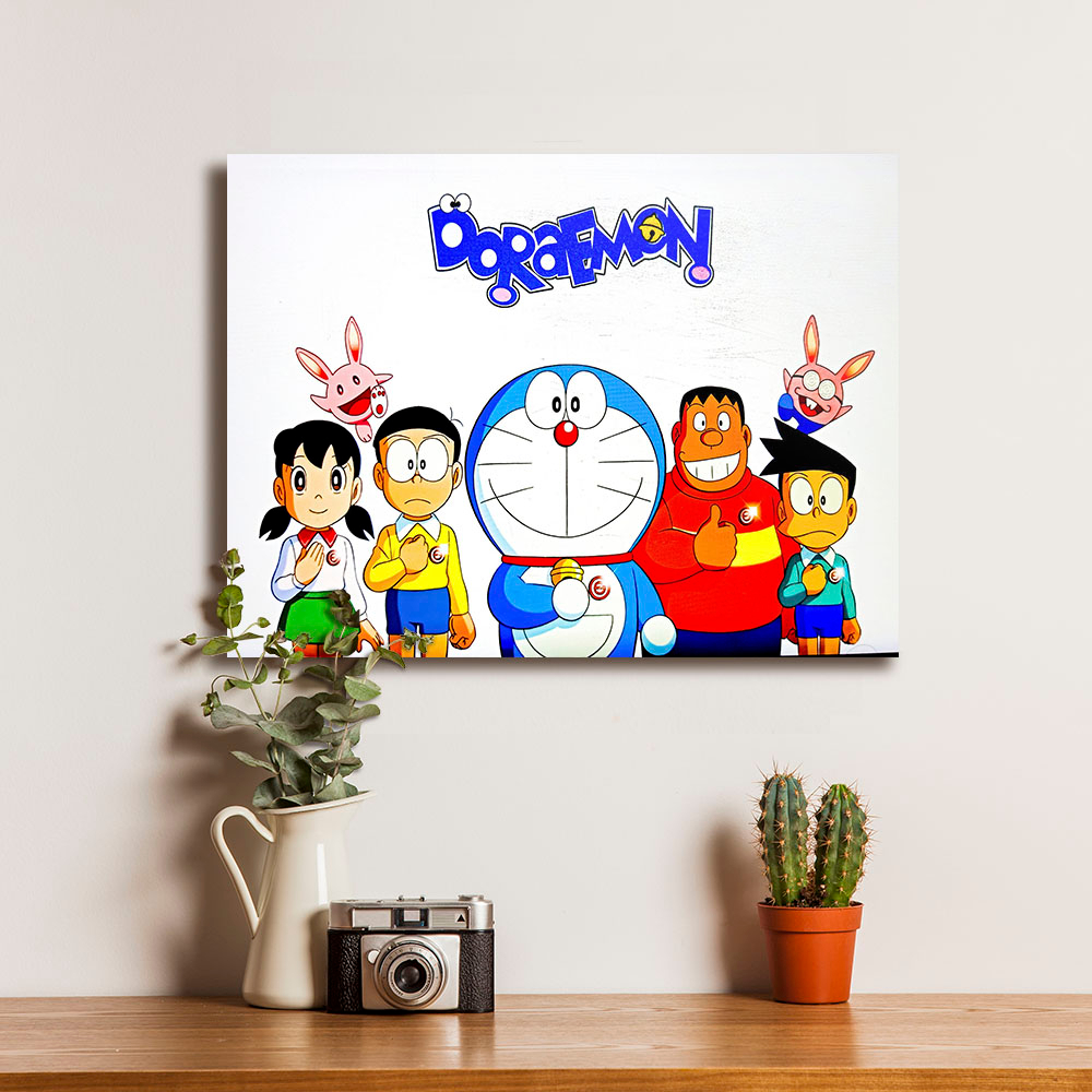 Poster Kartun Doraemon Nobita Shizuka Suneo Giant 2 - Dekorasi Hiasan Dinding Kayu