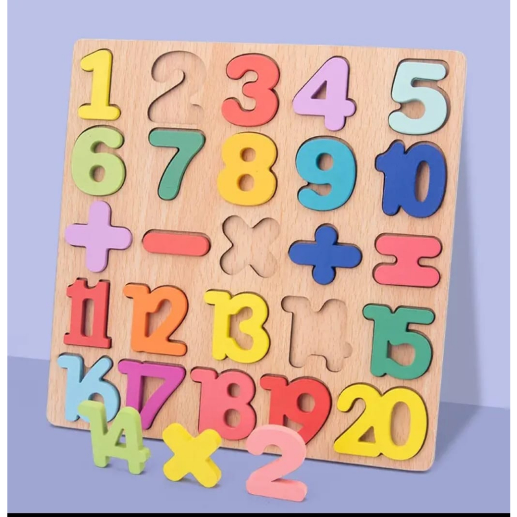 PUZZLE HURUF BESAR ANGKA DAN HURUF HIJAIYAH/PUZZLE 3D CHUNKY/MAINAN ANAK PUZZLE TIMBUL KAYU/ANGKA 20