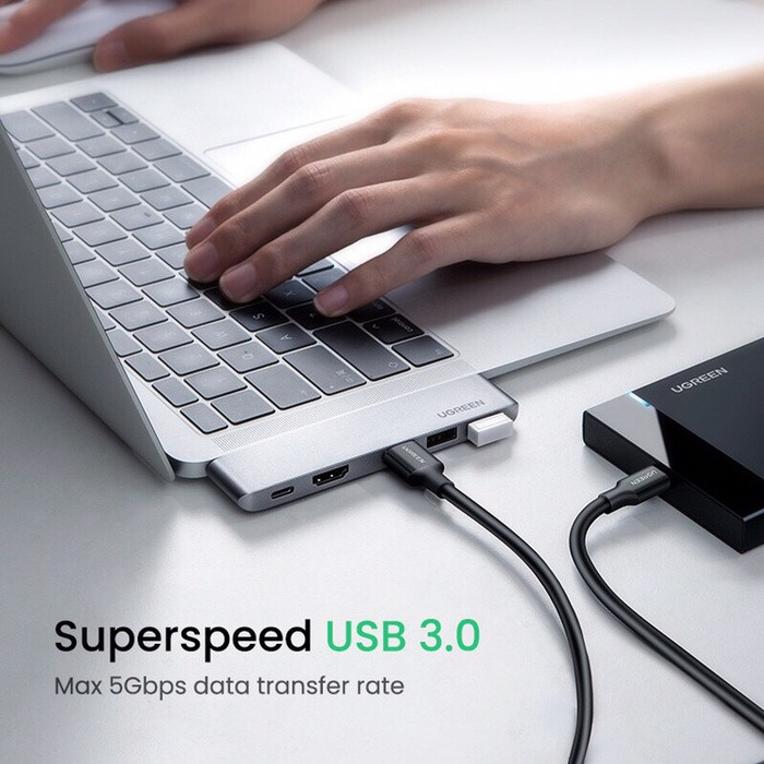 UGREEN 6 in 1 USB C Card Reader with USB 3.0 Adapter for Macbook Original - 60560