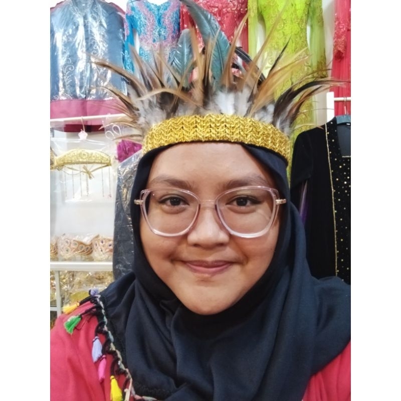Topi Bulu keliling adat dayak papua kostum karnaval MERAH PUTIH SPESIAL HUT RI