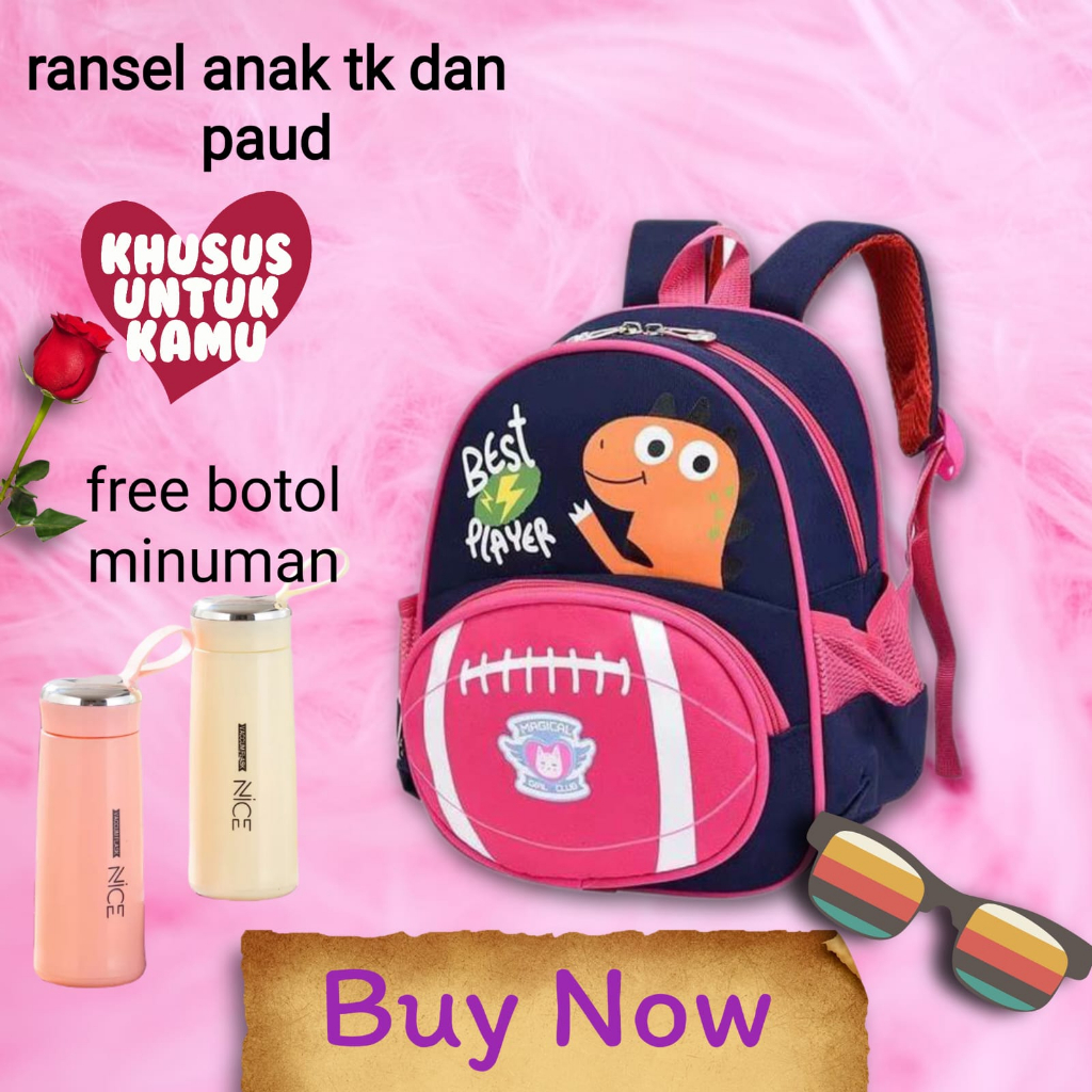 TAS SEKOLAH TAS RANSEL ANAK TAS ANAK TAS SEKOLAH ANAK TAS ANAK TK TAS RANSEL SEKOLAH FREE BOTOL MINUMAN KACA