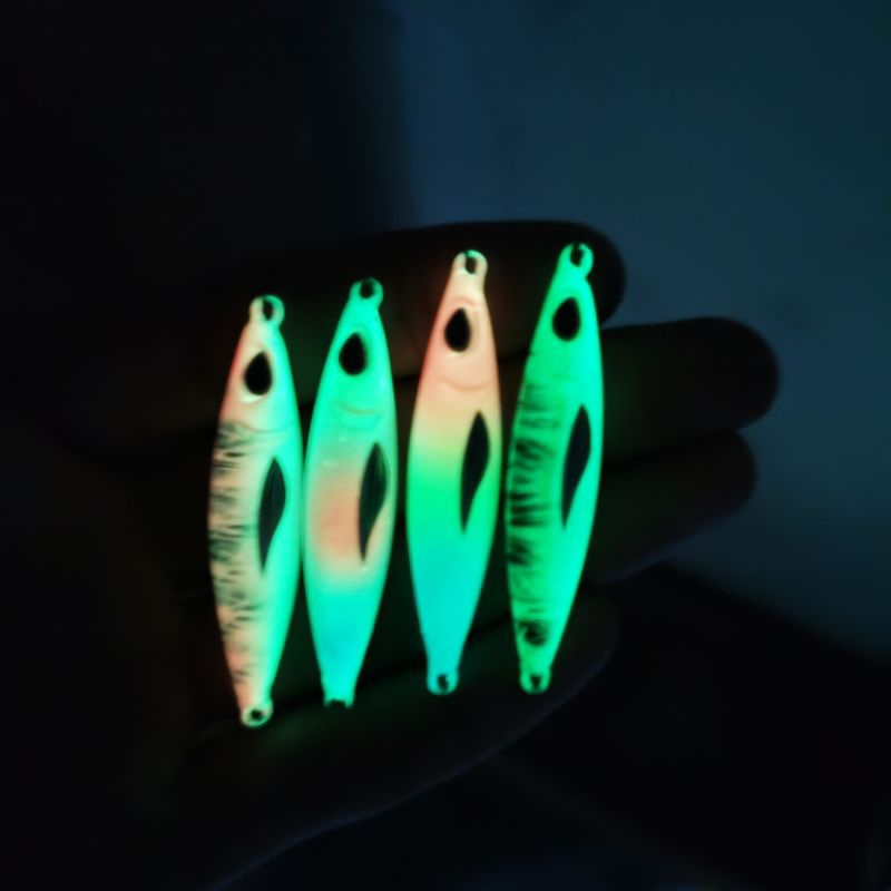 Microjig UV ful fosfor micro jig ful gid 10g/15g/20/30g/40gram Micro jig Glow in the dark micro jig menyala dalam gelap metal jig ful gid