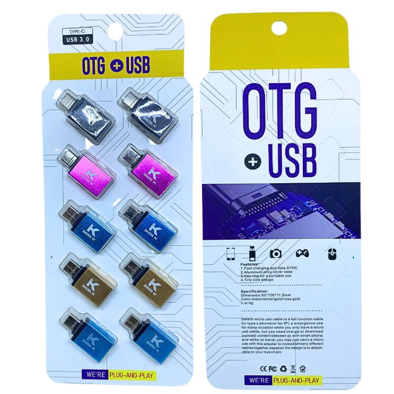 OTG Type C Original Indo.k Bahan Besi Non Kabel Sambungan USB HP Multifungsi Isi 10 Pcs