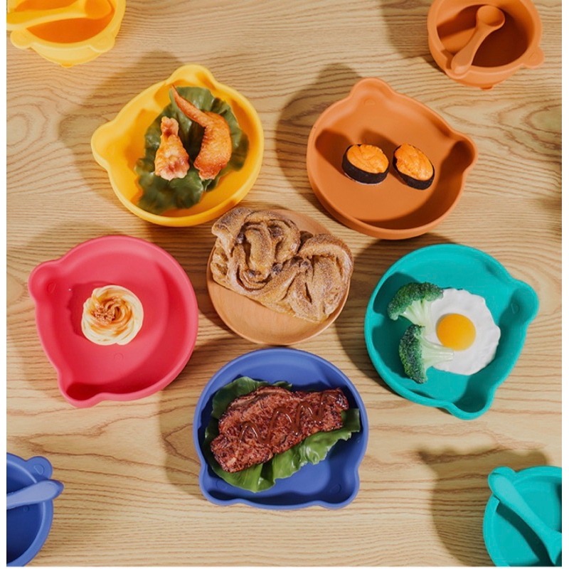 Piring Silikon Anak / Feeding Set Anak / Piring Silikon