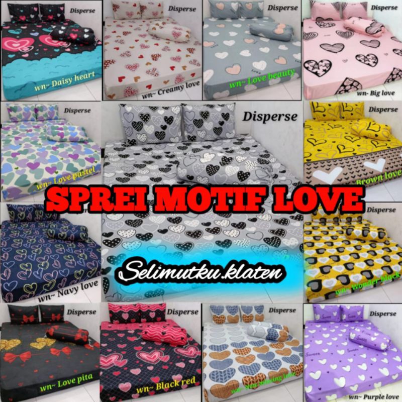 SPREI LOVE HOMEMADE MURAH 160 & 180 bisa cod berkaret tepi berkualitas king size terlaris anak-anak 