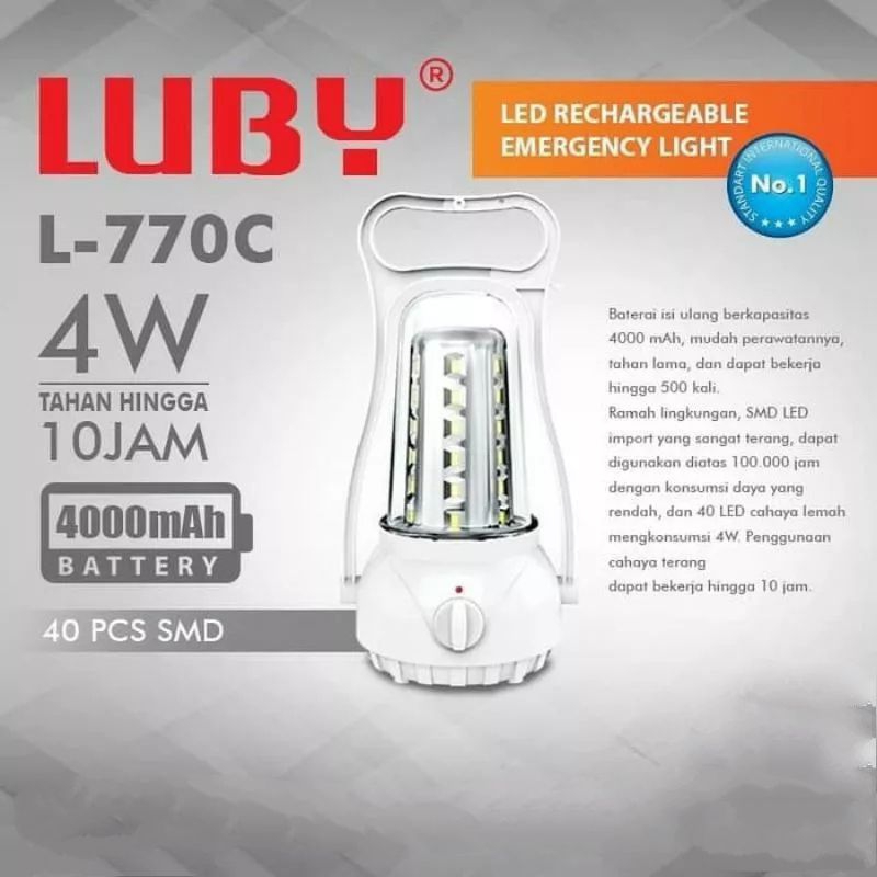 LUBY , L-770C  ,  EMERGENCI LIGHT, Lampu Emergenci , Lampu Darurat , Lampu Lentera