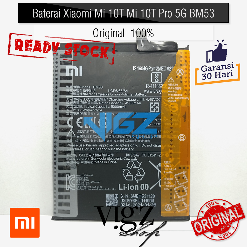 Battery Baterai Batre Xiaomi Mi 10T Mi 10T Pro 5G BM53 Original 100%