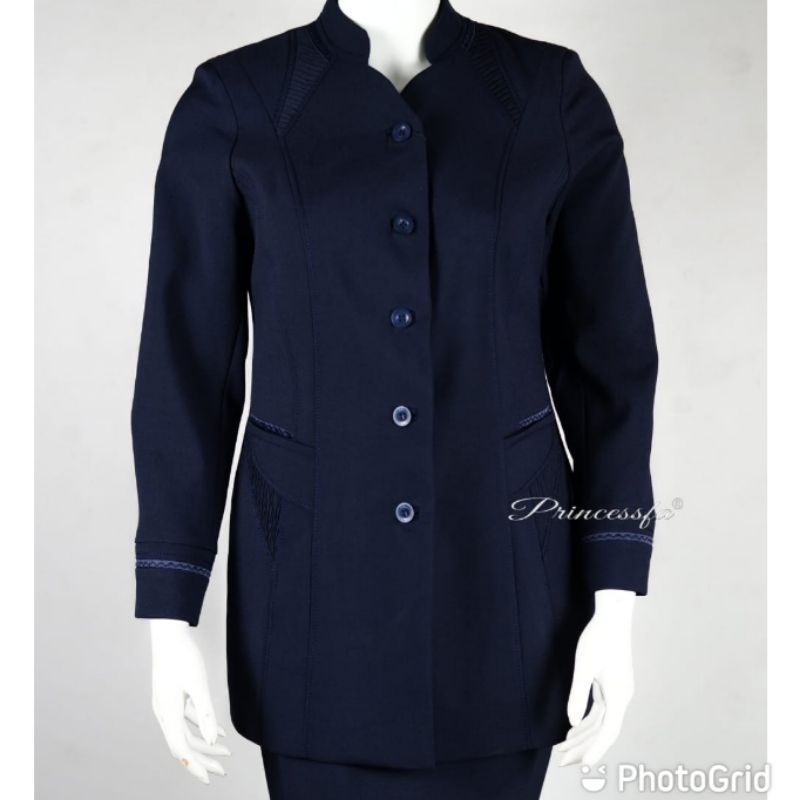 Setelan blazer wanita Blazer guru Seragam guru navy Setelan rok span