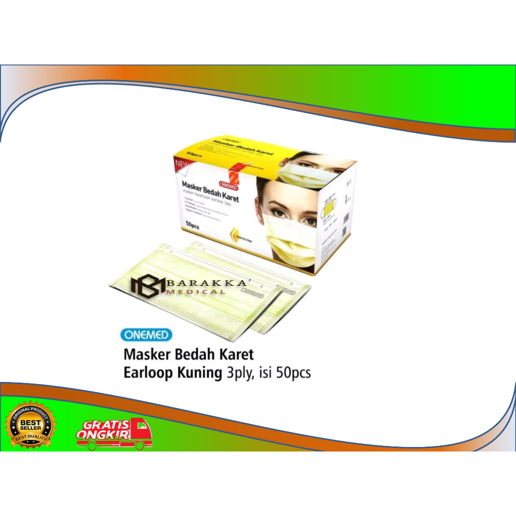 Masker Medis Masker gantung telinga kuning onemed