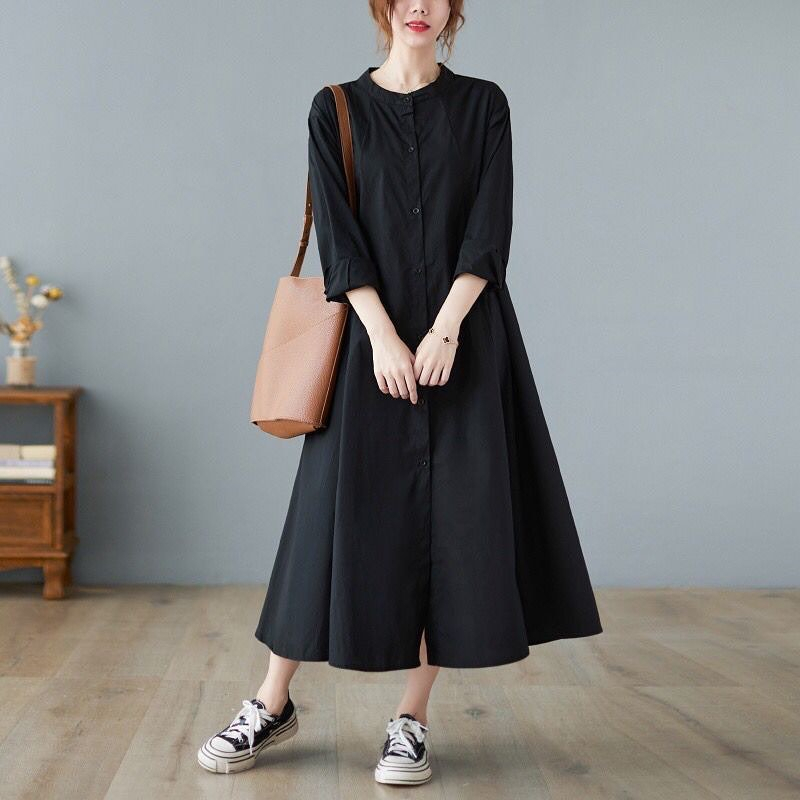 LONG TUNIK BIANCA TUNIK BAHAN KATUN RAMI PB 100 - 120 CM PB 106 CM PT TANGAN 55 CM LONG TUNIK WANITA TERBARU 2023 TUNIK WANITA  KOREAN STYLE MUSLIM BAJU ATASAN WANITA JUMBO WARNA HITAM , MOCCA