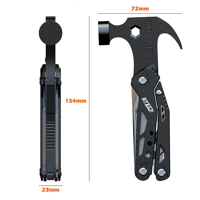 GTECH Palu Tang Lipat Multifunctional EDC Axe Hammer Survival Tools Multitool Mini Stainless Steel Camping Pocket Clip 13 in 1 palu tang multifungsi