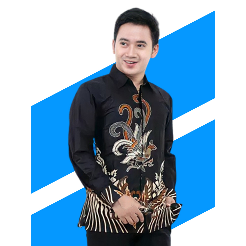 Batik Nadhif - Kemeja Batik Pria Lengan Panjang Motif Ayam Hitam Size M L XL XXL 3XL 4XL 5XL 6XL 7XL 8XL 9XL 10XL