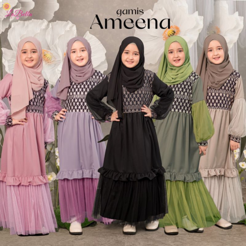 ORI LABELLA ❤ GAMIS ANAK PEREMPUAN TUTU LABELLA WARNA HITAM UNGU PINK COKLAT SUSU MILO MOKA HIJAU GR