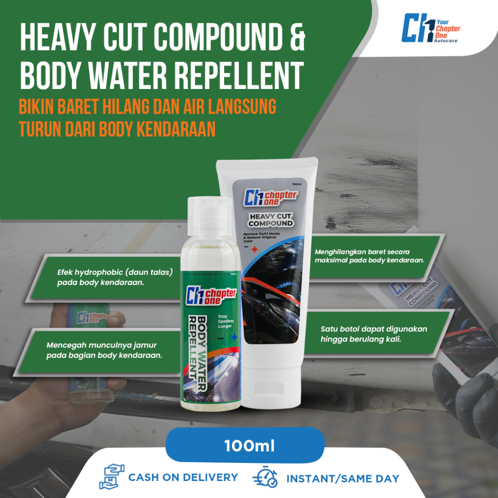 Heavy Cut Compound + Body Water Repellent | Paket Penghilang Baret &amp; Anti Air Body Kendaraan by Yourchapterone