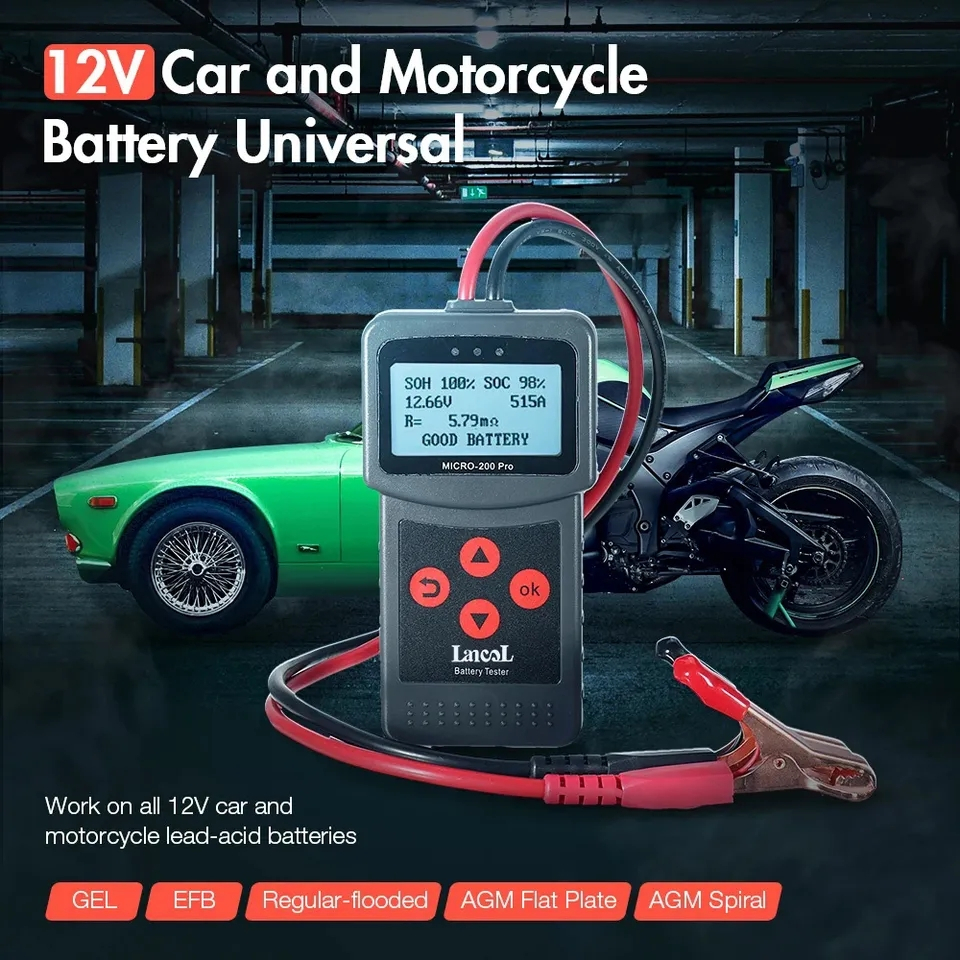 Alat Test Aki Digital Battery Tester Lancol Micro-200 Pro Motor Mobil Truk Cek Baterai Analyzer Capit Clamp