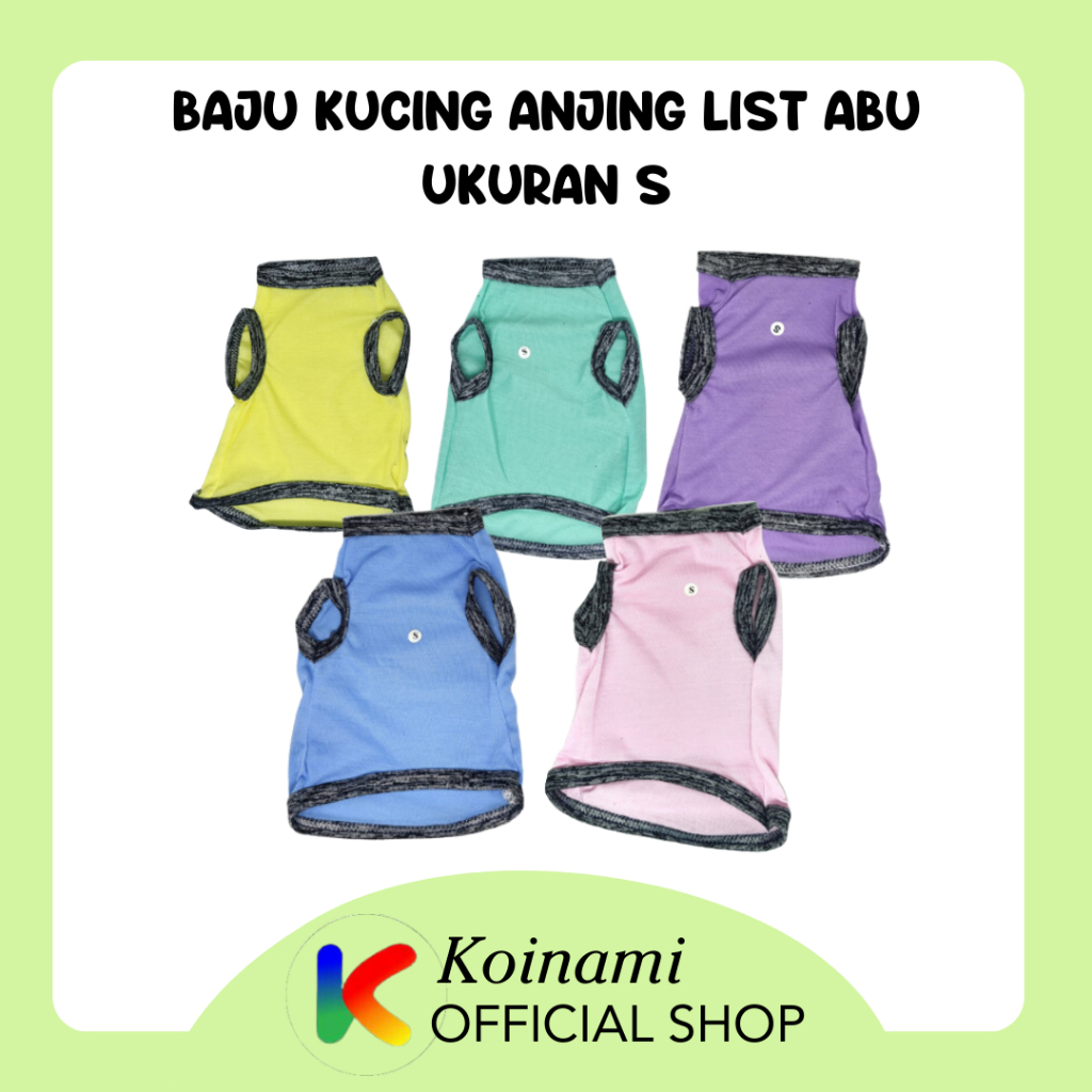 BAJU KUCING ANJING LIST ABU UKURAN S / #0066 / KAOS UNTUK KUCING ANJING