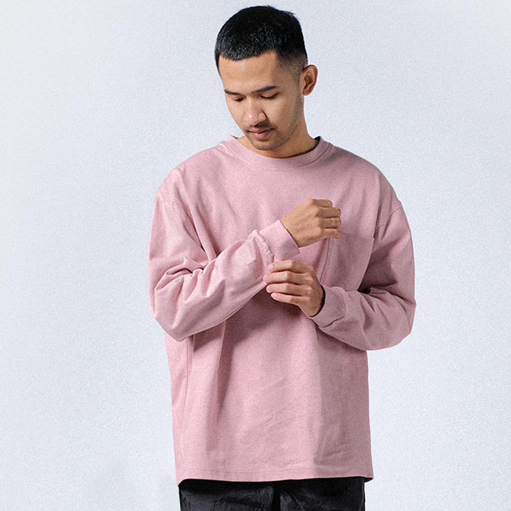 Orca Oversized Long Tees Pocket Dusty Pink