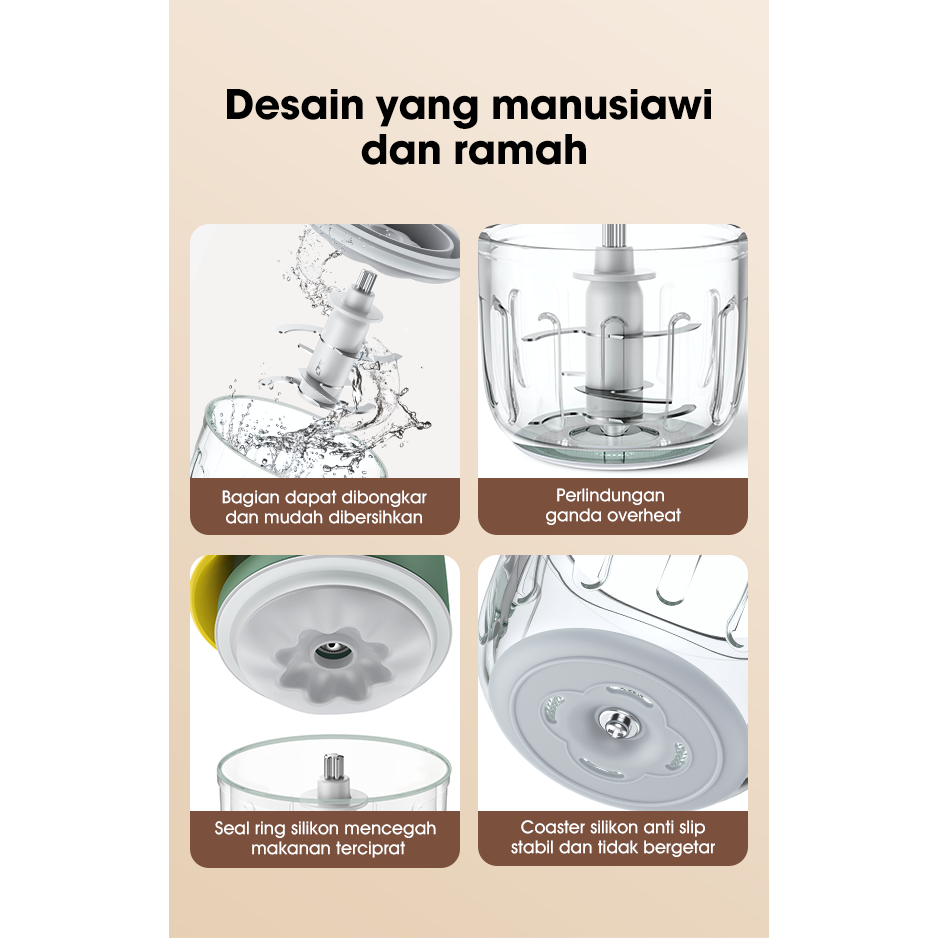 SAMONO Chopper Magic Duck Penghalus Makanan Hemat Daya 200 Watt 6 Mata Pisau Garansi Resmi 1 Tahun SW-C200