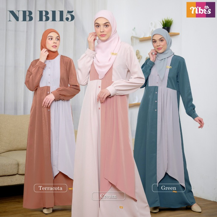 BAJU GAMIS NIBRAS NB B115/ GAMIS DEWASA POLOS SIMPLE BY NIBRAS ORI/ BAJU GAMIS CANTIK ELEGAN BY NIBR