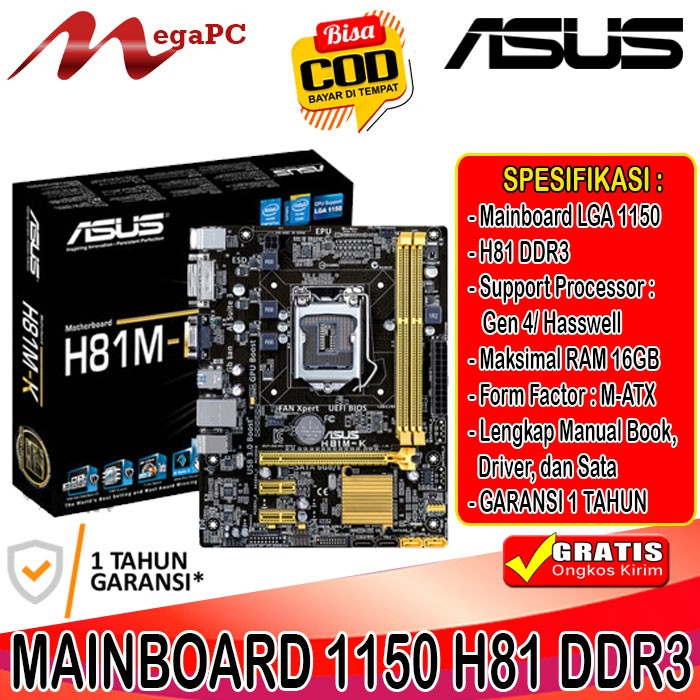 Paketan Rakitan H81 DDR3 + Core i7 4770k + Fan + RAM + SSD + Windows