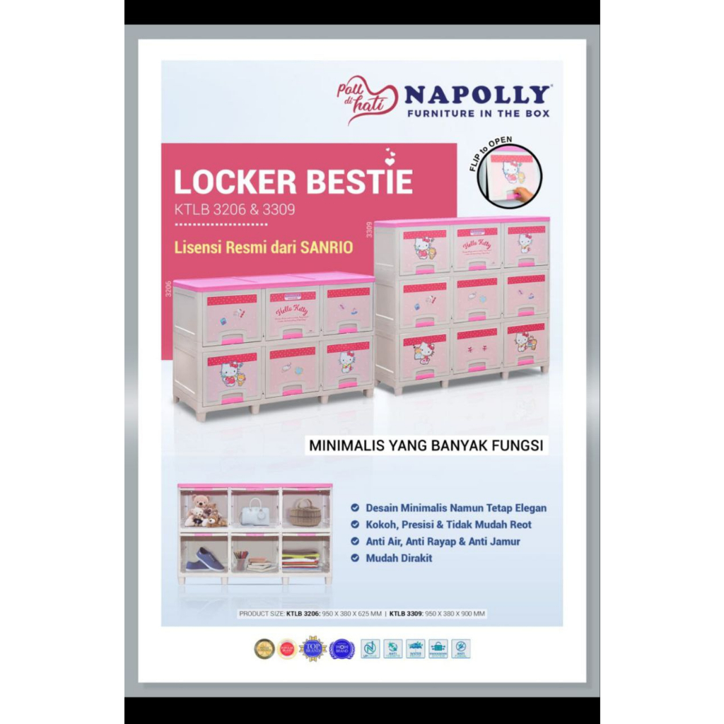 Floweryid Lemari Plastik Napolly Locker Bestie Hello Kitty