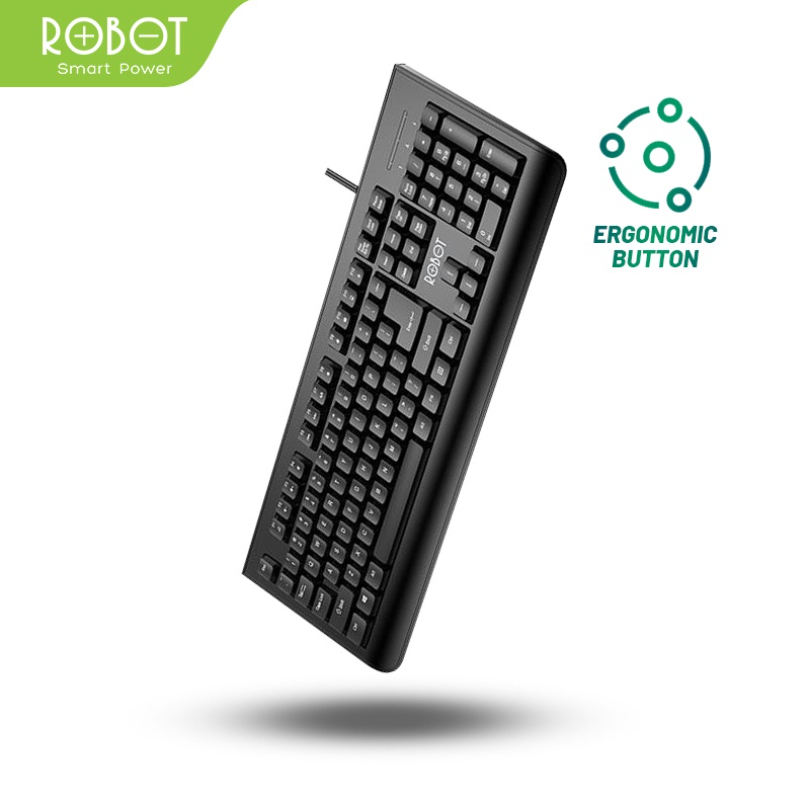 ROBOT Keyboard Berkabel / Portable Mini Office Wired Keyboard RK20 Ultra-Thin Original - Garansi Resmi 1 Tahun