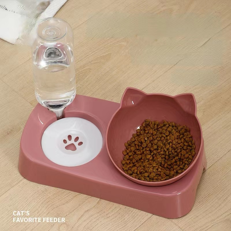 Mangkuk Makan 2in1 Kucing Anjing Hewan Peliharaan Otomatis Anti Terbalik /Pet Feeder Bowl Auto dengan Bowl dan Botol