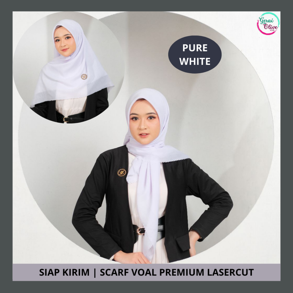 Hijab Segi Empat Voal Btari Plain Scarf Premium Lasercut By Kukasih